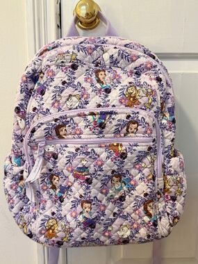 Vera Bradley Belle Floral Campus Backpack Beauty & Beast Disney Full Size Purple